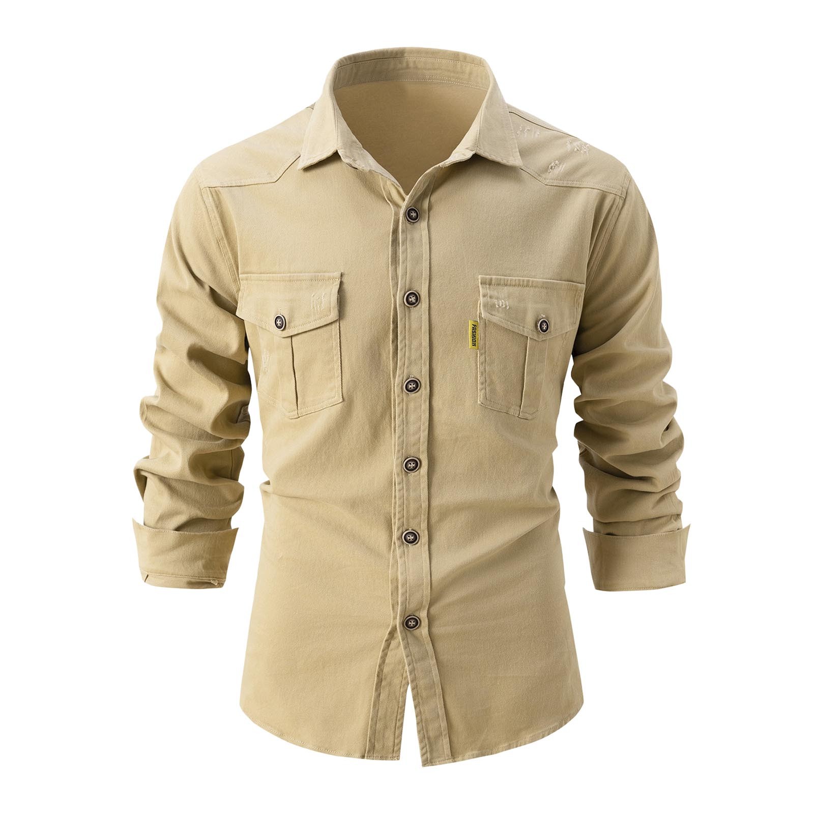 thumbnail image 2 of Chaqueta lavada de manga larga para hombre: camisa informal elástica de negocios, color patchwork, mezcla de poliéster, apta para todas las estaciones, 2 of 8